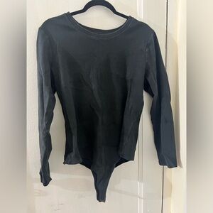 Nuuds Black Fitted Bodysuit with Long Sleeves